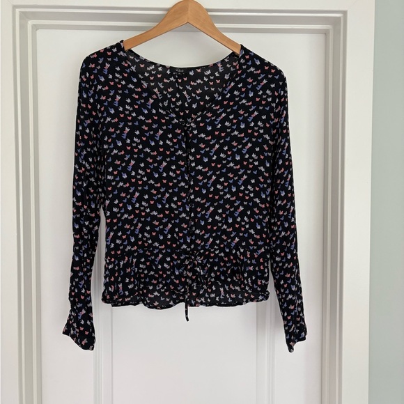 Rails Beaux Mariposa Butterfly Print Long Sleeve Top Size M - Picture 3 of 8